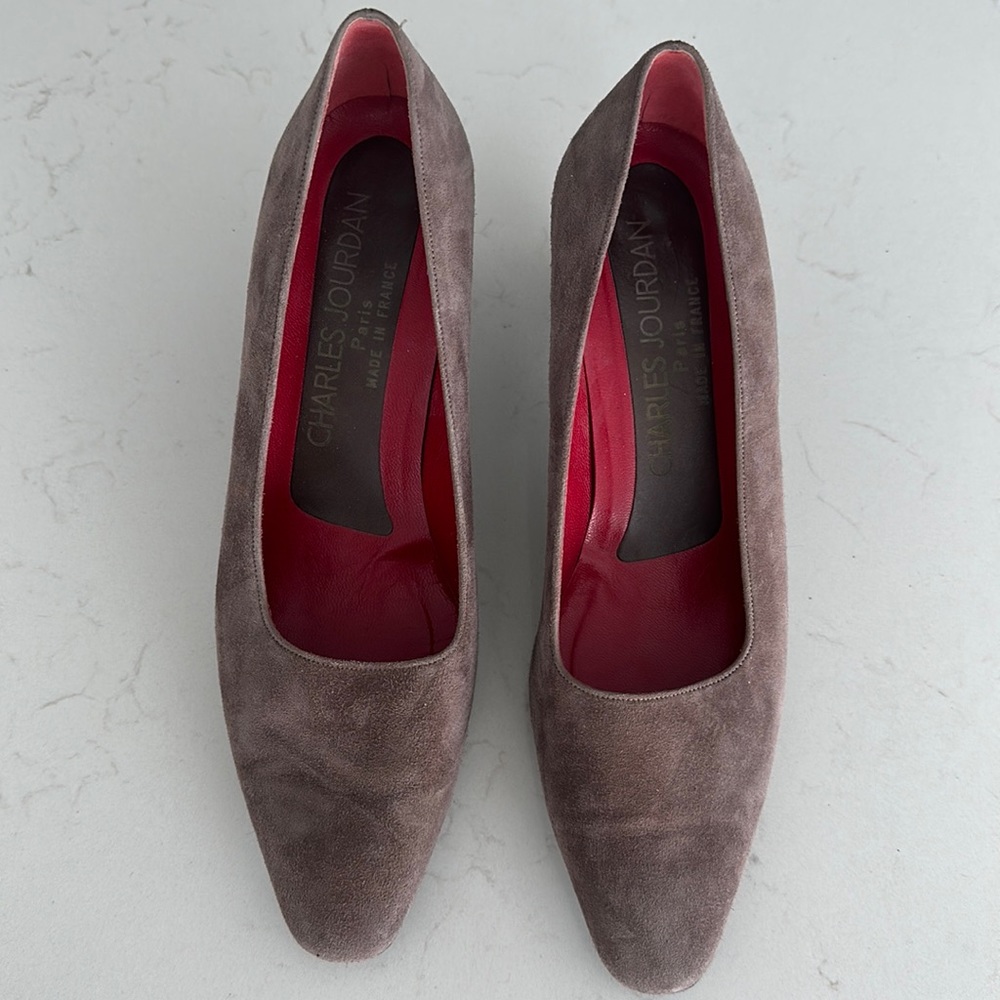 Vintage Charles Jourdan Mauve Suede Kitten Heels